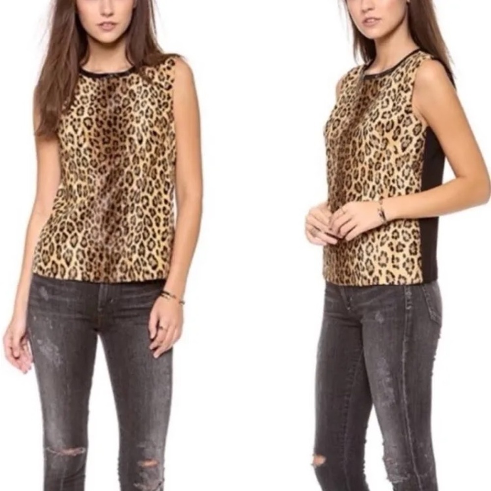 Milly Faux Fur Cheetah Leopard Animal Print Sleeveless Top